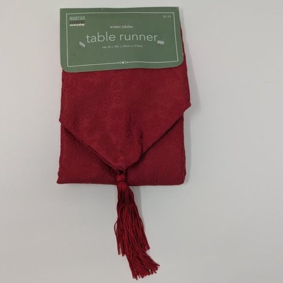 NEW Martha Stewart Everyday Winter Jubilee Embossed Solid Tassel Table Runner 70 - Picture 1 of 3